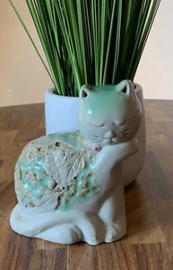 Vintage Porzellan Deko Sammlerstück Katze Figur Wohndeko Figur - Bild 1 von 7