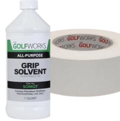 GOLFWORKS Golf Club Grip Tape Kit- Double Sided Gripping Adhesive 2"x 18yd & 32oz Solvent