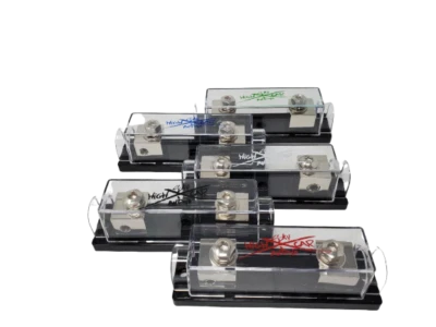 Sky High Car Audio 1/0 Gauge Set Screw ANL Fuse Holder Nickel Plated W/Fuses