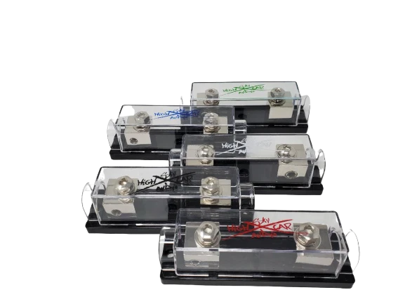 Sky High Car Audio 1/0 Gauge Set Screw ANL Fuse Holder Nickel Plated W/Fuses - Image 1 of 4