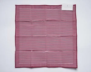 Brunello Cucinelli $195 NWT Cotton Pocket Square Red White Striped Houndstooth - Picture 1 of 4