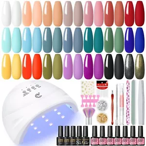 20 Colors Gel Nail Polish Set With UV Led Lamp Starter Kit Nail Art Salon DIY - Picture 1 of 12