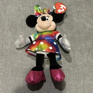 TY Beanie DISNEY MINNIE MOUSE Sparkle Plush Rainbow & Polka Dress 8" 2013 - Picture 1 of 6