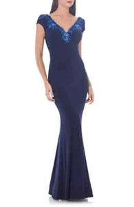 NEW JS Collections Jersey Mermaid Gown in Blue - Size 14 #WD49 - Picture 1 of 7