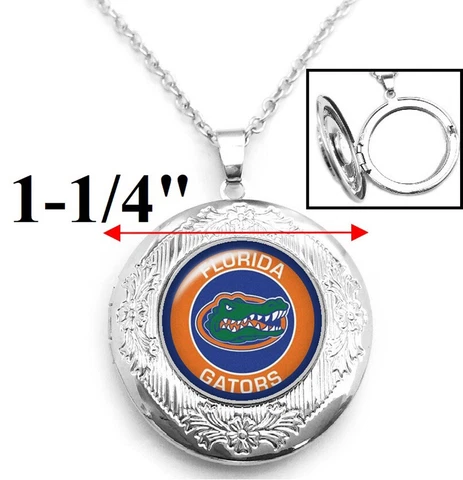 University Florida Gators Womens Sterling Silver Link Chain Necklace, Locket D16 Cover