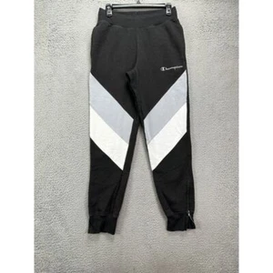 Champion Jogger Pants Mens Small Black Reverse Weave Logo Tapered Leg Drawstring - Picture 1 of 9