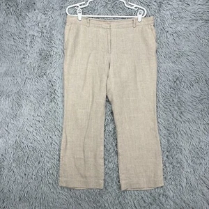 Michael Kors 100% Linen Pants Women's 12 Beige Cropped Beach Mid-Rise - Picture 1 of 12