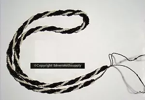 Glass seed bead braided necklace Black & white great for charm adds 18" k003 - Picture 1 of 3