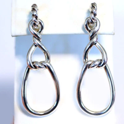 DAVID YURMAN NUEVO Pendientes Convertibles Triple Gota Continuación Plata 56mm Foto 1 de 4