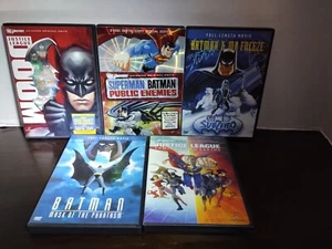 DC Comics DVD's Superman And Batman Set Of 5 Animated Action Fantasy Adventures - Picture 1 of 2