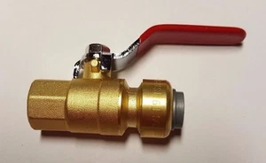 1 PIECE 1/2" PUSH FIT x 1/2" FNPT (FEMALE THREADED) BALL VALVE - Picture 1 of 6