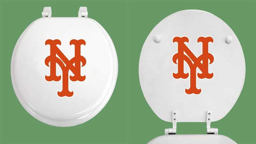 Asiento de inodoro MLB blanco redondo madera moldeada con calcomanía del logotipo del equipo en la tapa del asiento del inodoro Foto 1 de 1