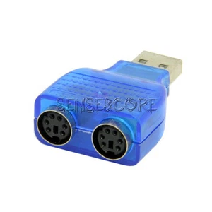 USB Male To Dual PS2 PS/2 Female Mouse Keyboard Splitter Converter Adapter - Picture 1 of 6