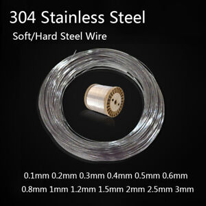 304 Stainless Steel Wire 0.1mm-3mm Single Soft/Hard Steel Wire Rustproof Durable