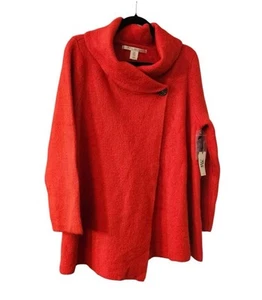 Max Studio NWT 2X Red Orange One Button Cardigan Sweater Embellished Button - Picture 1 of 10