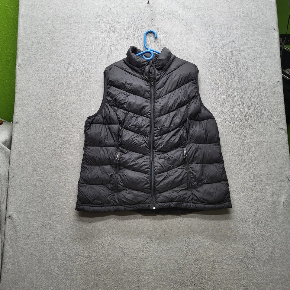 Chaleco Charter Club Mujer 2X Negro Puffer Sorona Cremallera Foto 1 de 4