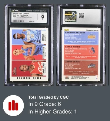 2003-04 Fleer Tradition Trio Rookie LeBron James Carmelo Anthony HOF CGC 9 MINT - Image 1 of 3