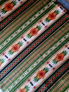 Tucson Southwest Stripe Fabric-Cotton BTY•1 yd x 44"! Green/Multi•GORGEOUS! - Picture 1 of 3