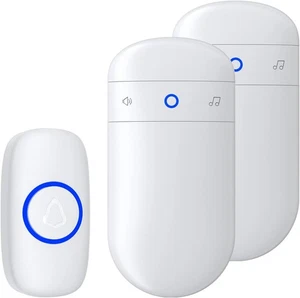 SECRUI Wireless Doorbell, Electric Cordless Chime IP55 2 Plug In 1 Push Button - Picture 1 of 11