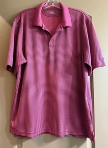 Polo da golf Under Armour uomo rosa con righe taglia large Heat Gear - Foto 1 di 7