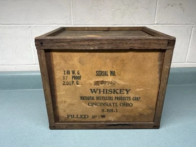 Vintage National Distillers Products Corp Cincinnati Ohio Wooden Whiskey Crate - Image 1 of 4
