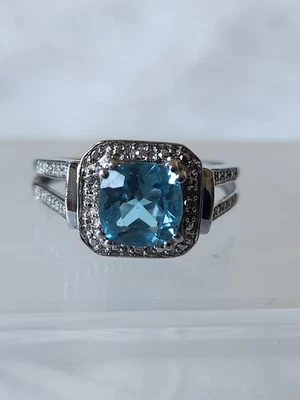 ANILLO DE PLATA DE LEY 925 TALLA 7,5 - Topacio y diamantes/CÓCTEL Foto 1 de 4