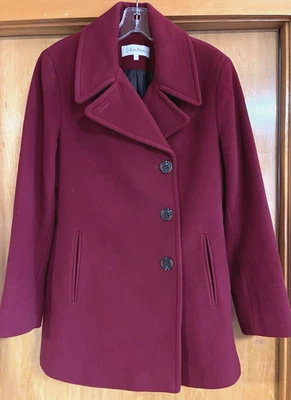 CALVIN KLEIN, Womens 12, Red Peacoat, Warm Wool Nylon Cashmere Blend, EUC - Image 1 of 4
