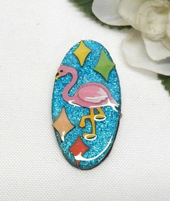 MCM RETRO PINK FLAMINGO PIN, OOAK COLLECTIBLE PINS BY ECHO & HARA - Image 1 of 3