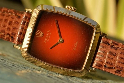 Raro Rolex Cellini 4080 de colección esfera araña viñeta roja caja de oro de 18 quilates sin pulir Foto 1 de 4