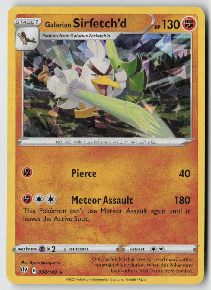 Galarian Sirfetch'd - (Cracked Ice holo) 098/189 - Deck Exclusives Holo - PTCG - Image 1 of 2