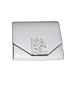 KARL LAGERFELD PORTEFEUILLE COMPACT EN SIMILI CUIR (POLYURETHANNE) COLORIS BLANC - Picture 1 of 15