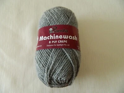 Yarn Panda MACHINEWASH 100% New Wool 8ply Crepe Grey 50g Made In Australia - image 1 of 4