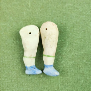 Antique porcelain dollhouse doll legs, wire fixing, 1.85" / 47 mm, Germany - Picture 1 of 4