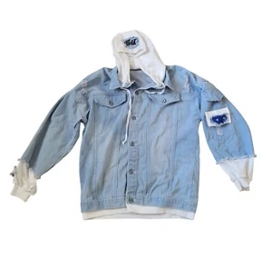 Anime Womens Denim Hoodie Jacket Attack on Titan Size L Streetwear Hip Hop - Picture 1 of 4