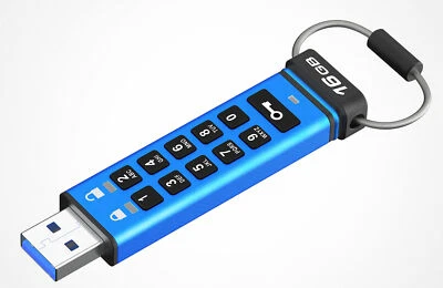 32 Go Kingston Clavier IronKey 200 USB3.2 Type A Flash Drive - Bleu - Photo 1/4