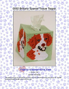 Brittany Spaniel Dog Tissue Topper-Plastic Canvas Pattern or Kit - Picture 1 of 1