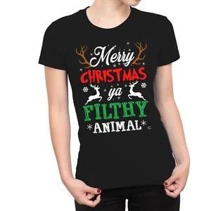 1Tee Damen Merry Christmas Ya Filthy Animal T-Shirt - Bild 1 von 5