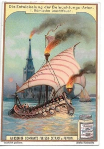 Eclairage - Galère Romaine Römische leuchtfeuer - Chromo Liebig - Trade card - Picture 1 of 2