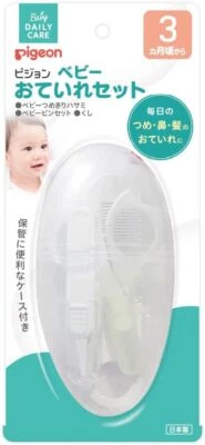 全新 鸽子 15109 婴儿护理套装(指甲剪 头发刷 镊子) 日本 — 第 1/2 张图片