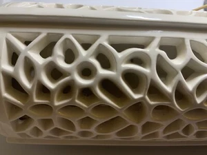 Linterna de porcelana perforada blanca reticulada blanca vintage años 50 japonesa Blanc De Chine - Imagen 1 de 13