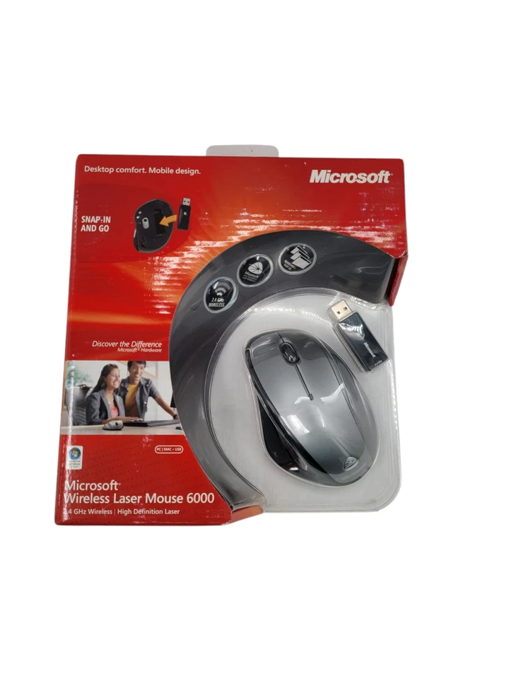 Microsoft Wireless Laser Mouse 6000 2.4 GHz High Definition Mobile - Image 1 of 4