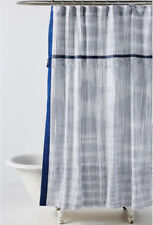 Anthropologie Savon Shower Curtain Blue & White Tassled Nwt 