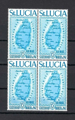 St Lucia 1967 Sc# Sc# C1 The only one airmail stamp issued Map block 4 MNH Cover
