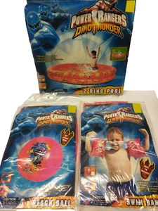 Brazaletes raros nuevos de colección Power Rangers Dino Thunder rojo pelota de playa piscina natación - Imagen 1 de 13