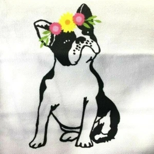 CYNTHIA ROWLEY FABRIC SHOWER CURTAIN PUPCHELLE FRENCH BULLDOG - Picture 1 of 9