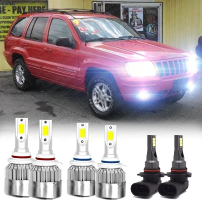 For Jeep Grand Cherokee 1999-2004 6X LED Headlight Bulbs Hi/Low Beam Fog Lights - Image 1 of 4
