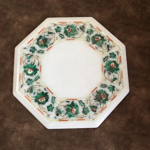 Marble Inlay Table | Pietra Dura Art | Living Room Accent Table Stone Inlay Arts - Picture 1 of 11