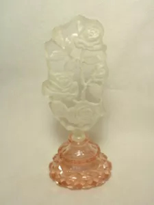 Vintage Tschechoslowakei Schnitzerei rosa geschnitten Glass Stopper rosa Parfümflasche *CHIPS* - Bild 1 von 9