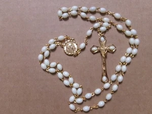 Beautiful Our lady of Fatima White Oval Beaded Rosary - Bild 1 von 4