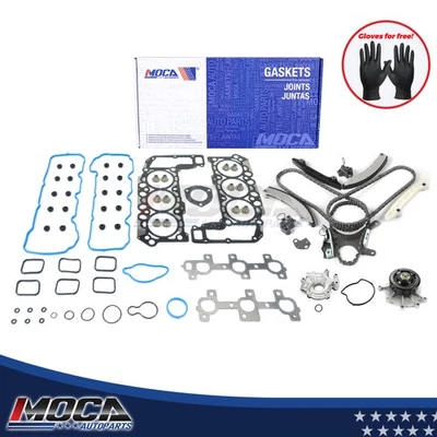 Head Gasket Timing Chain Kit Oil Pump Water Pump for Dodge Dakota Ram 1500 Jeep Foto 1 de 4